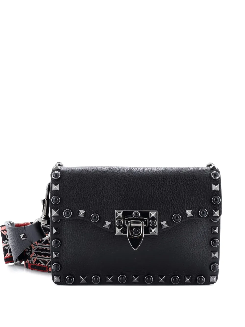 Valentino Garavani Pre-Owned Rolling Rockstud Leather with Cabochons Small crossbody bag - Nero