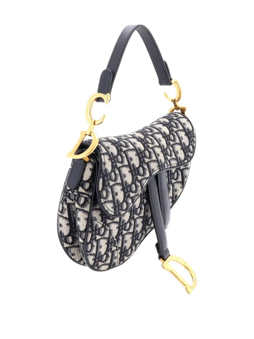 Pre-owned Dior Saddle Handbag Oblique Canvas Mini Shoulder Bag In Blue