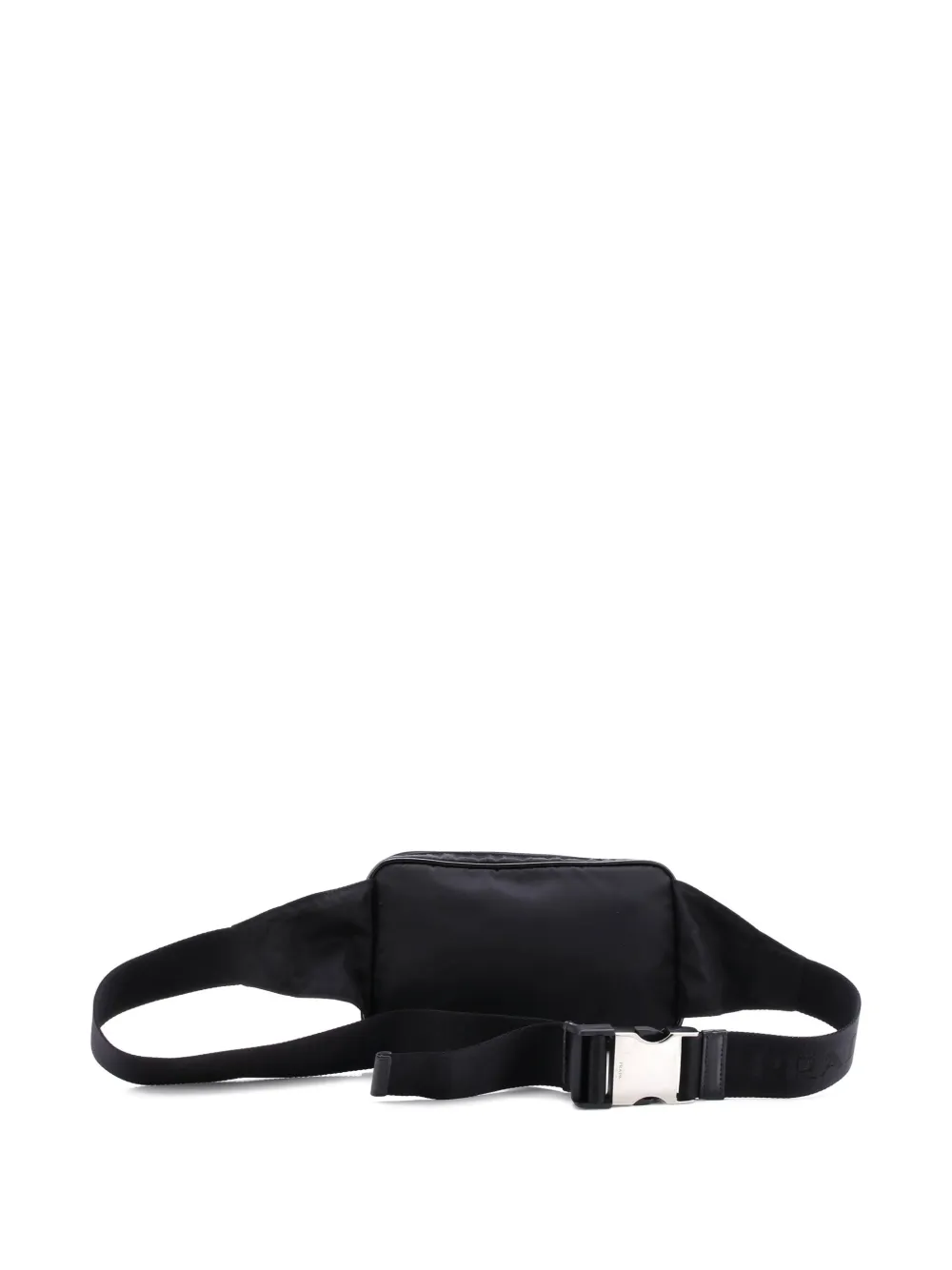 Pre-owned Prada Zip Around Front Pocket Re-nylon With Leather Belt Bag In Black