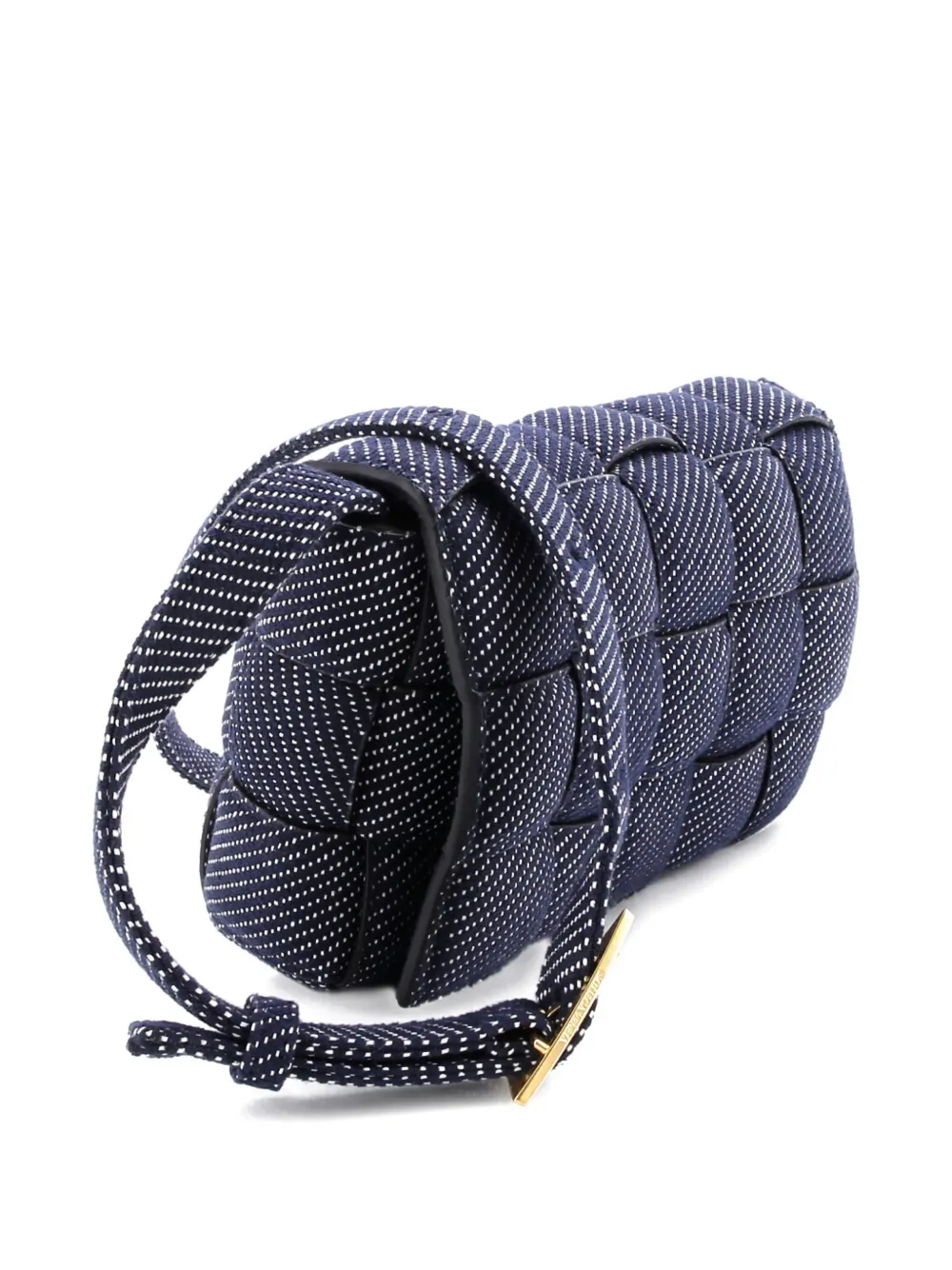 BOTTEGA VENETA Pre-owned Cassette Padded Maxi Intrecciato Denim Crossbody Bag In Blue