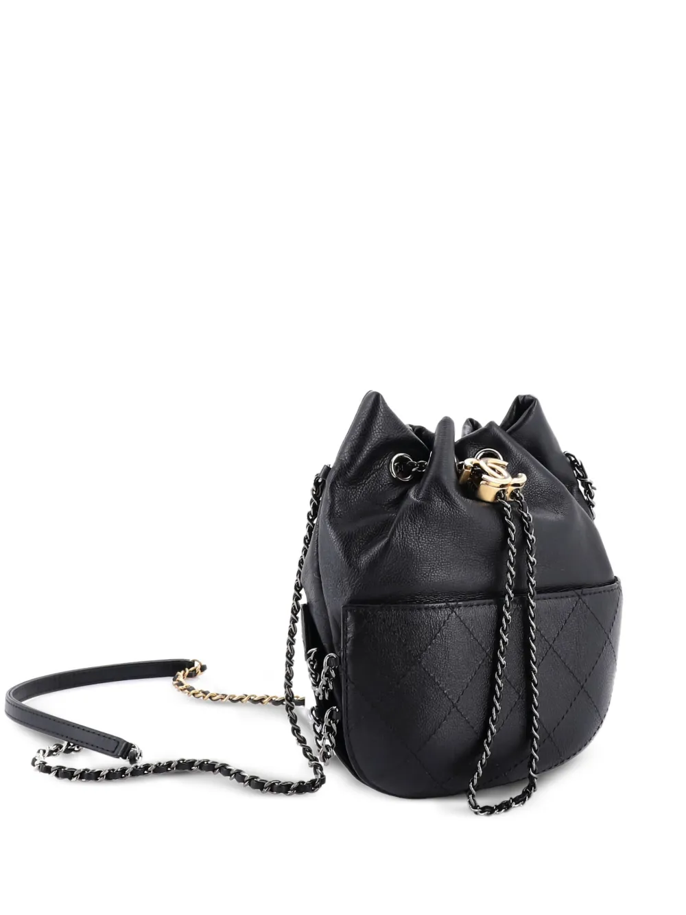 CHANEL Pre-Owned Gabrielle Drawstring Bag Quilted Calfskin Small bucket bag - Nero