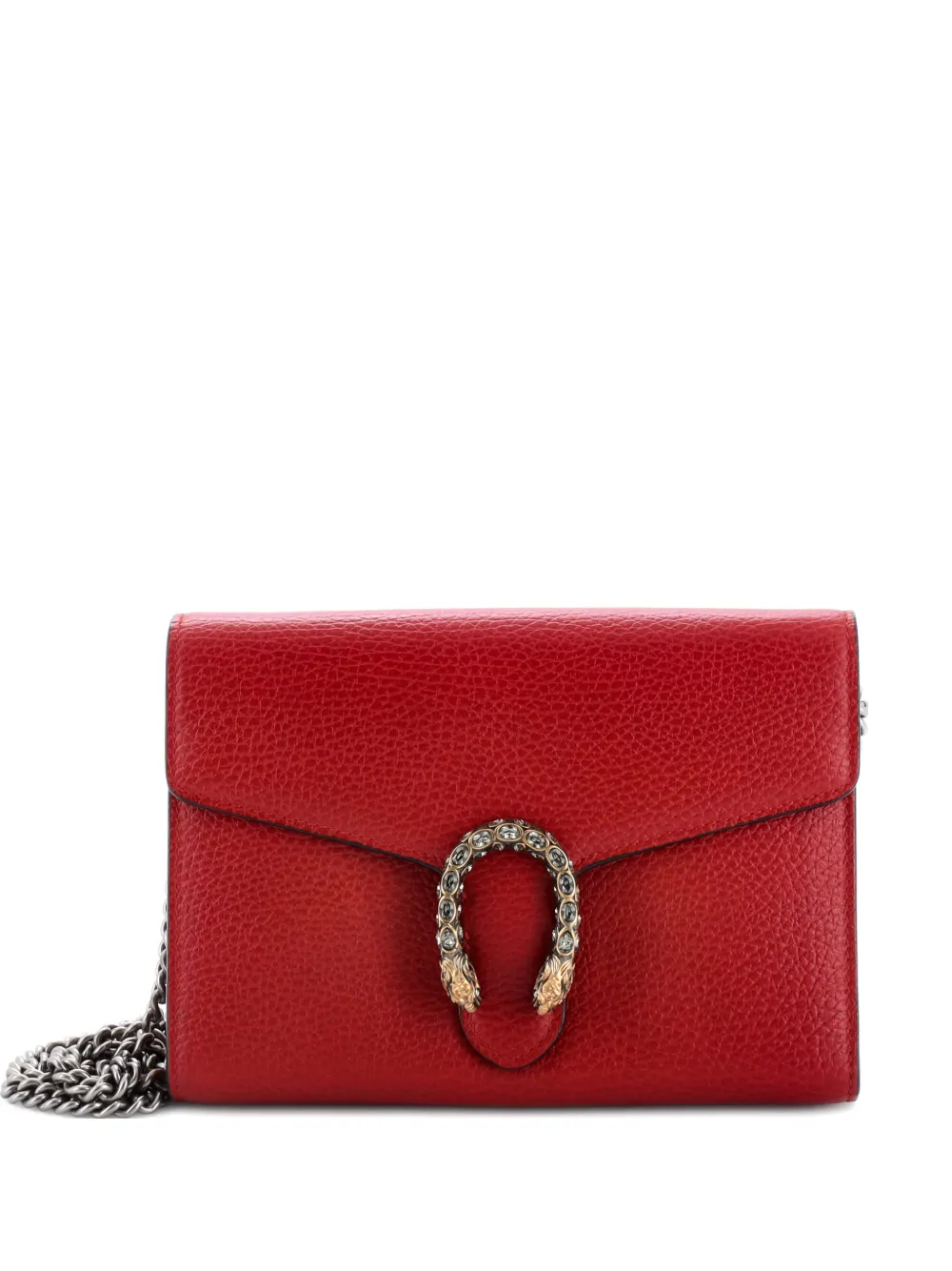 Gucci Pre-Owned Dionysus Chain Wallet Leather with Embellished Detail Small crossbody bag - Rosso