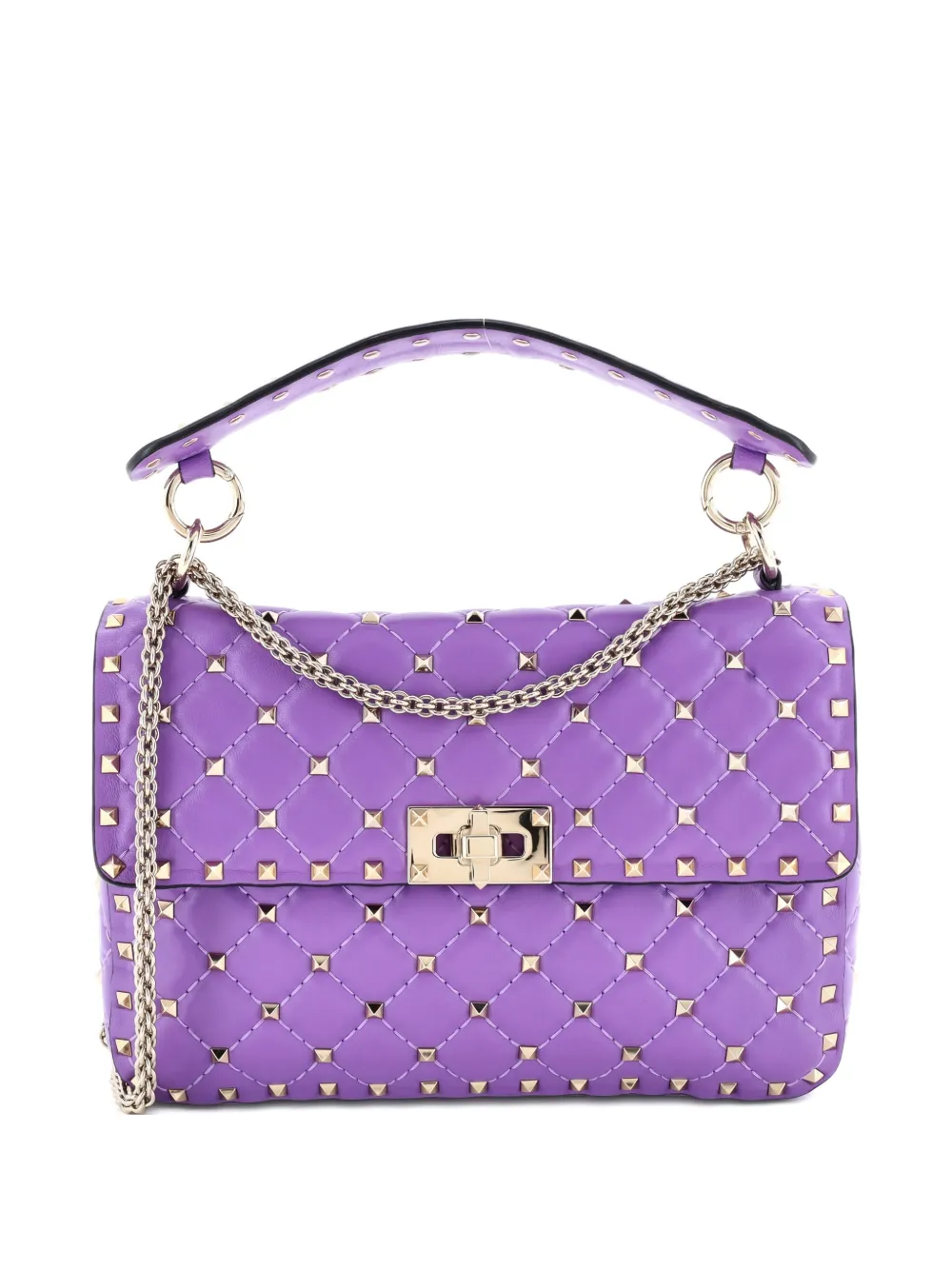 Valentino Garavani Pre-Owned Rockstud Spike Flap Bag Quilted Leather Medium crossbody bag - Viola