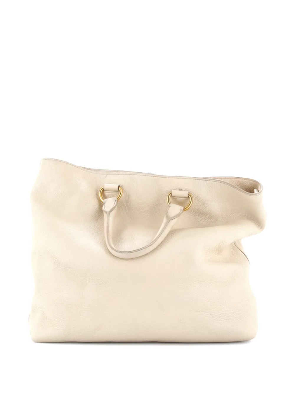 Pre-owned Prada Convertible Shopper Vitello Daino Large Tote Bag In Neutral