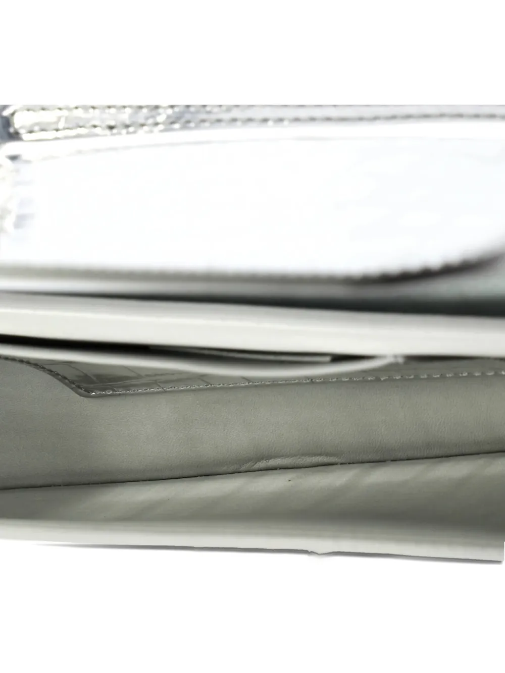 Pre-owned Givenchy Voyou Strap Crocodile Embossed Leather East West Clutch Bag In Silver