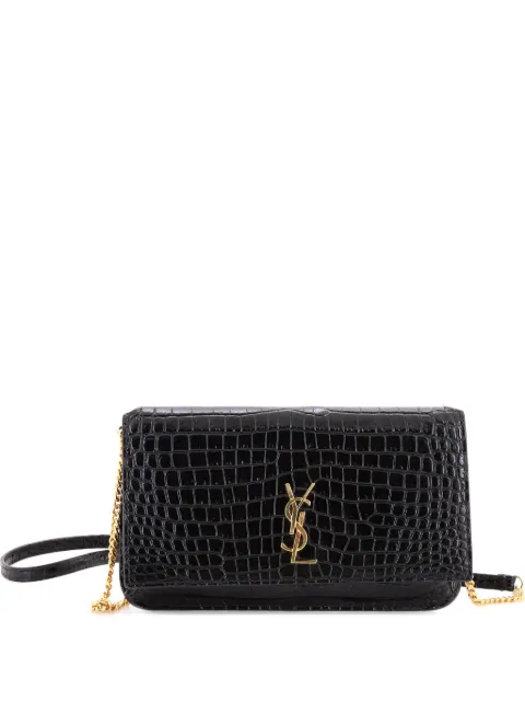 Saint Laurent Pre-Owned Classic Monogram Phone Holder Shoulder Bag Crocodile Embossed Leather crossbody bag