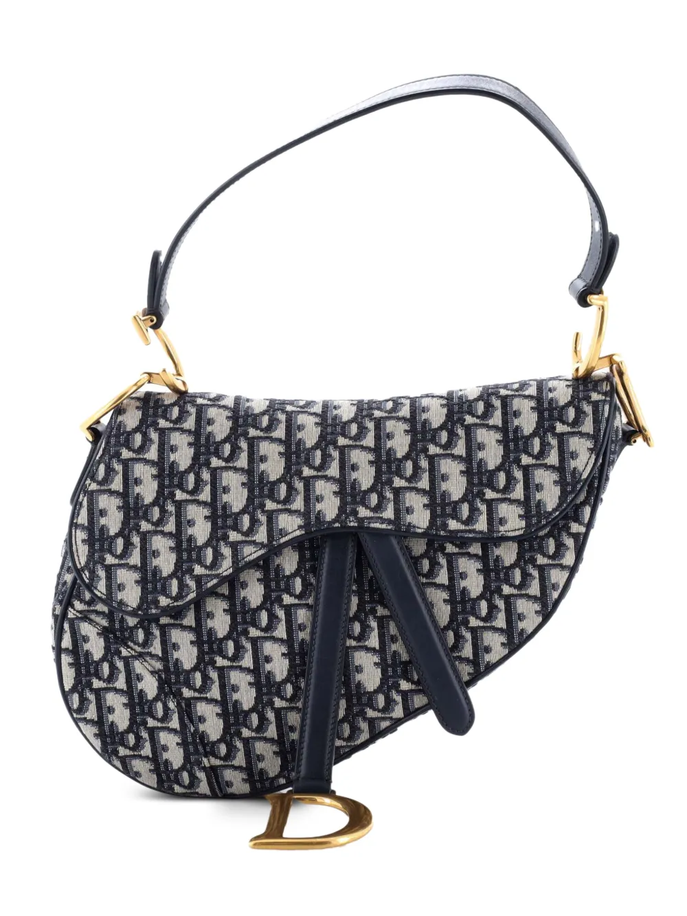 Christian Dior Pre-Owned Saddle Handbag Oblique Canvas Medium shoulder bag - Blu