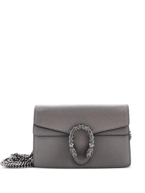 Gucci Pre-Owned Dionysus Bag Leather Super Mini Clutch Bag | Grey
