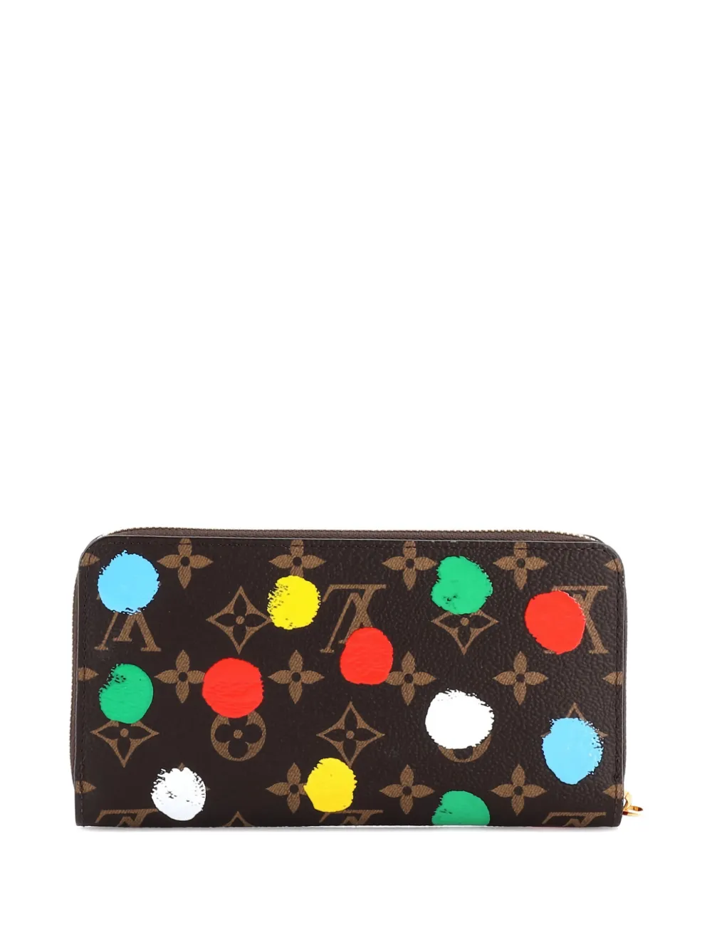 LOUIS VUITTON Pre-owned Zippy Wallet Yayoi Kusama Painted Dots Monogram Canvas Small Wallets In Brown