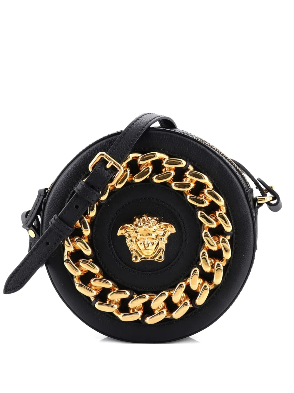 Versace Pre-Owned La Medusa Round Camera Bag Leather with Chain Detail Small crossbody bag - Nero