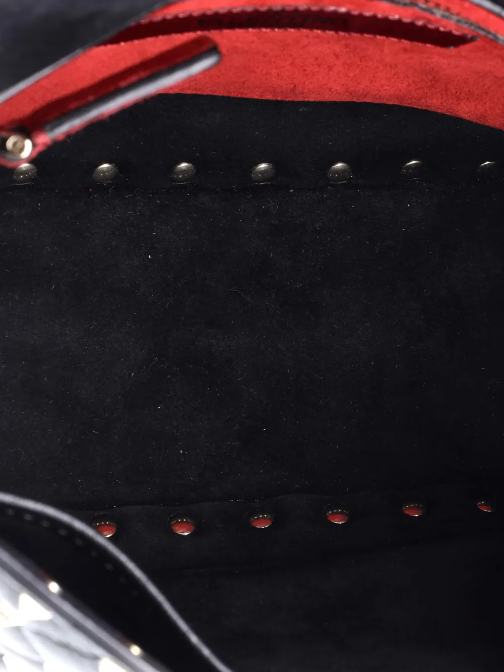 VALENTINO GARAVANI Pre-owned Rockstud Spike Flap Bag Embellished Quilted Leather Medium Satchel In Black