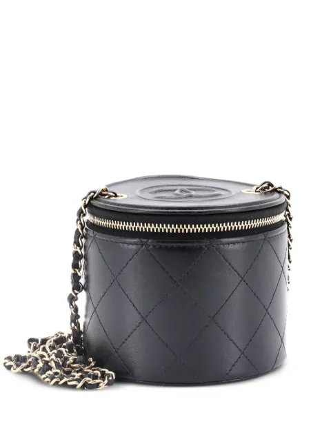 CHANEL Pre-Owned CC Round Vanity Case with Chain Quilted Lambskin Mini clutch bag