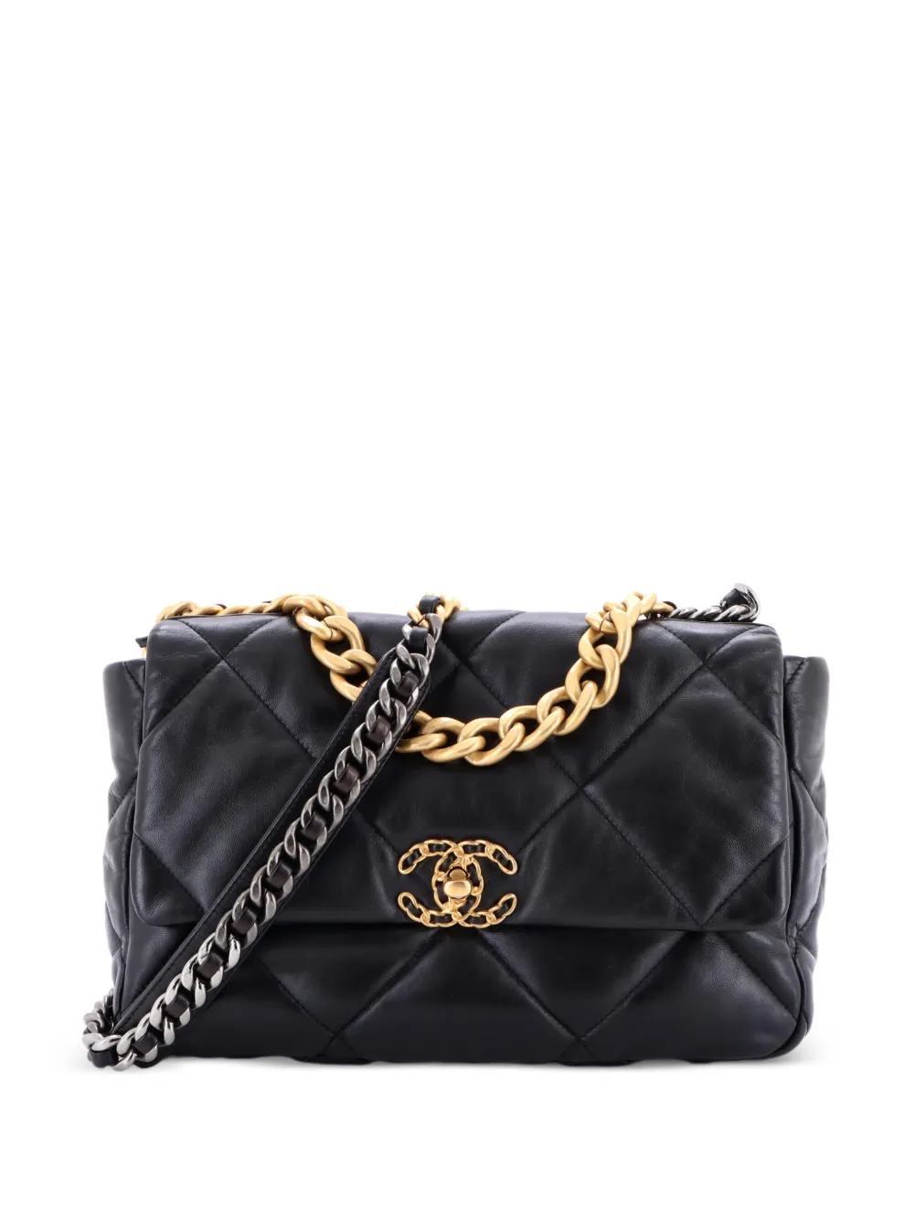 CHANEL Pre-Owned 19 Flap Bag Quilted Leather Large crossbody bag - Nero
