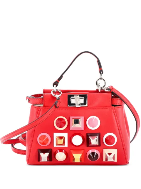 Fendi Pre-Owned Peekaboo Bag Studded Leather Micro shoulder bag