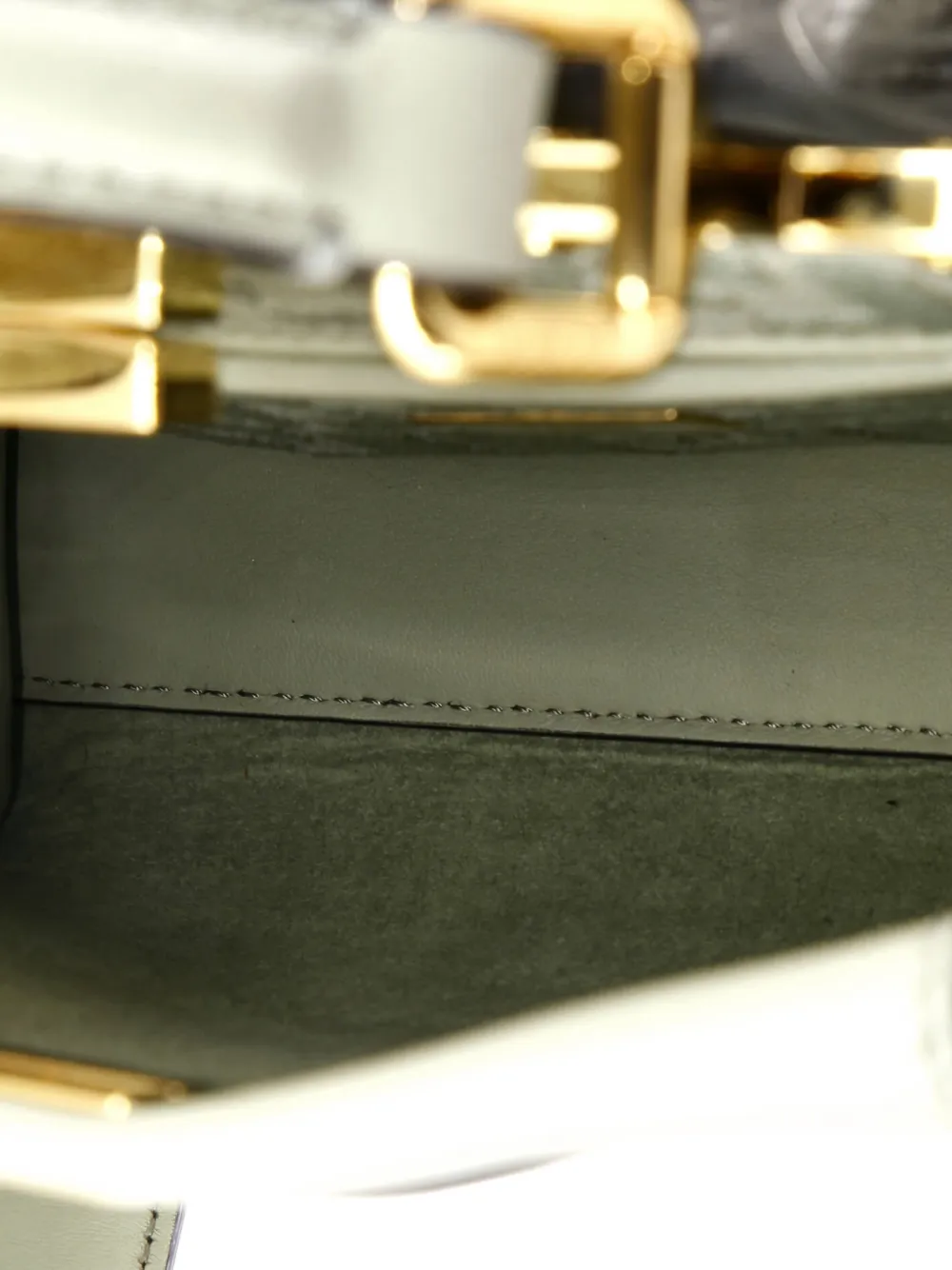 Peekaboo Iconic Bag Leather With Zucca Embroidered Canvas Interior Mini Satchel