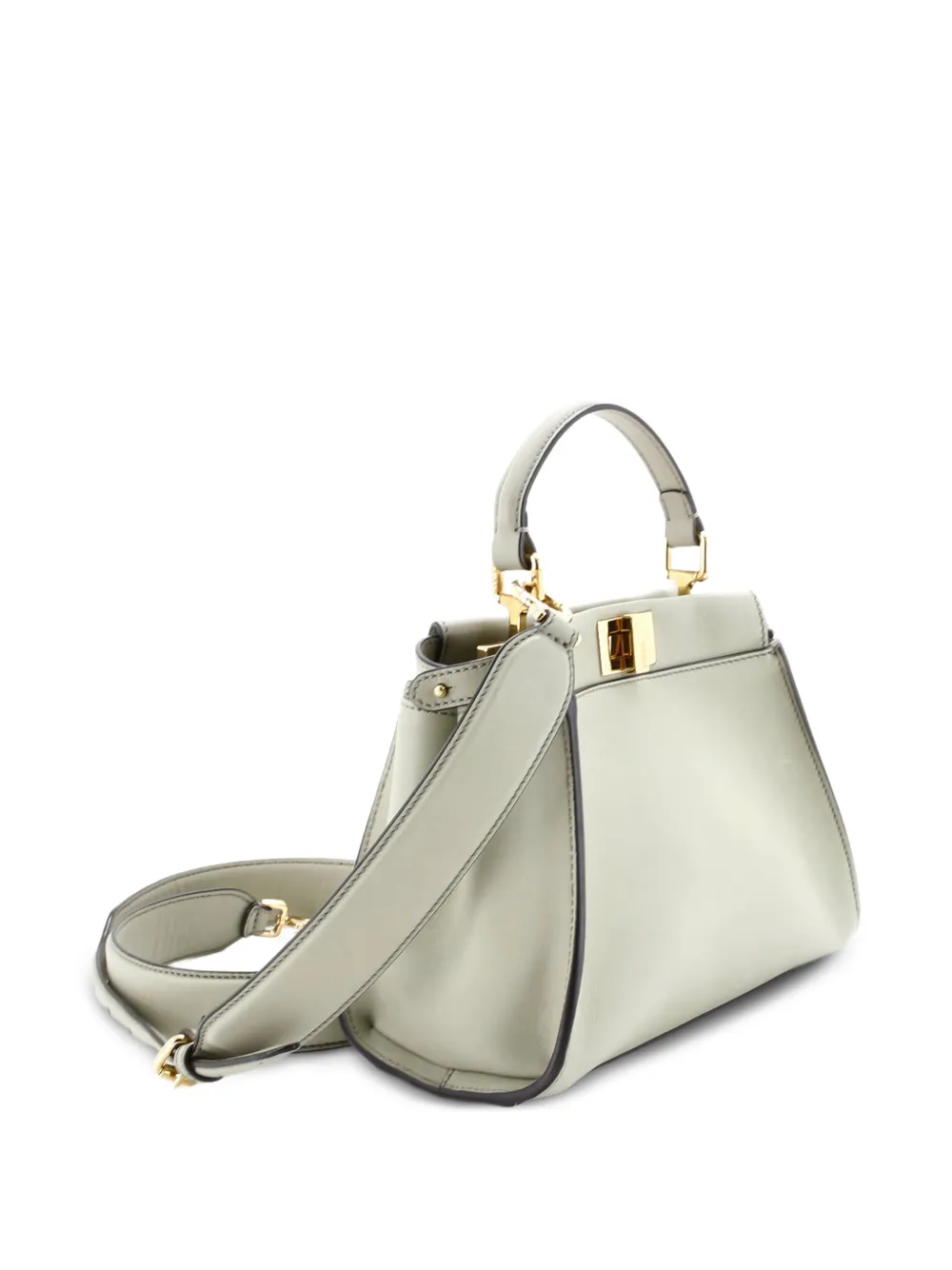 Peekaboo Iconic Bag Leather With Zucca Embroidered Canvas Interior Mini Satchel