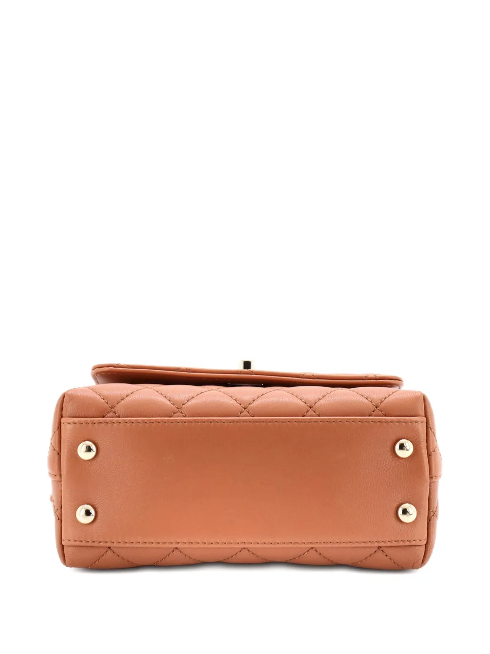 Pre-owned Chanel Coco Top Handle Bag Quilted Goatskin With Multicolor Handle Extra Mini Satchel In Brown