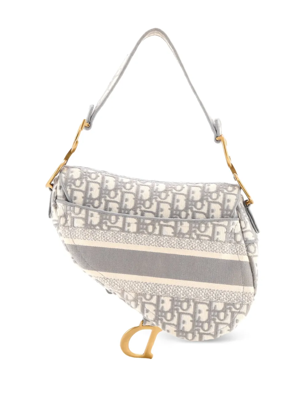 Saddle Handbag Logo Embroidered Oblique Canvas Medium Shoulder Bag