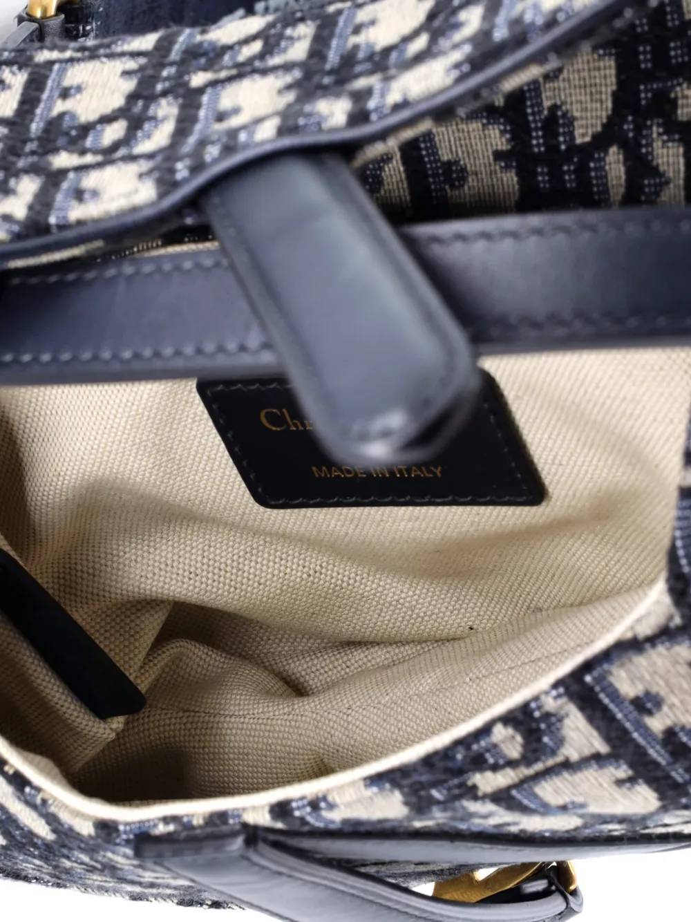 Pre-owned Dior Saddle Handbag With Strap Oblique Canvas Mini Shoulder Bag In Blue