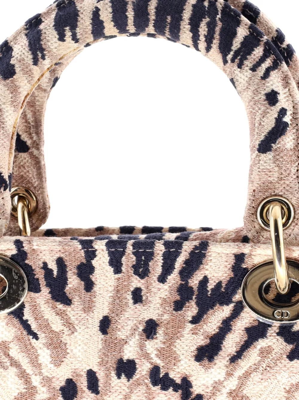 DIOR Pre-owned Lady D-lite Bag Embroidered Canvas Medium Satchel