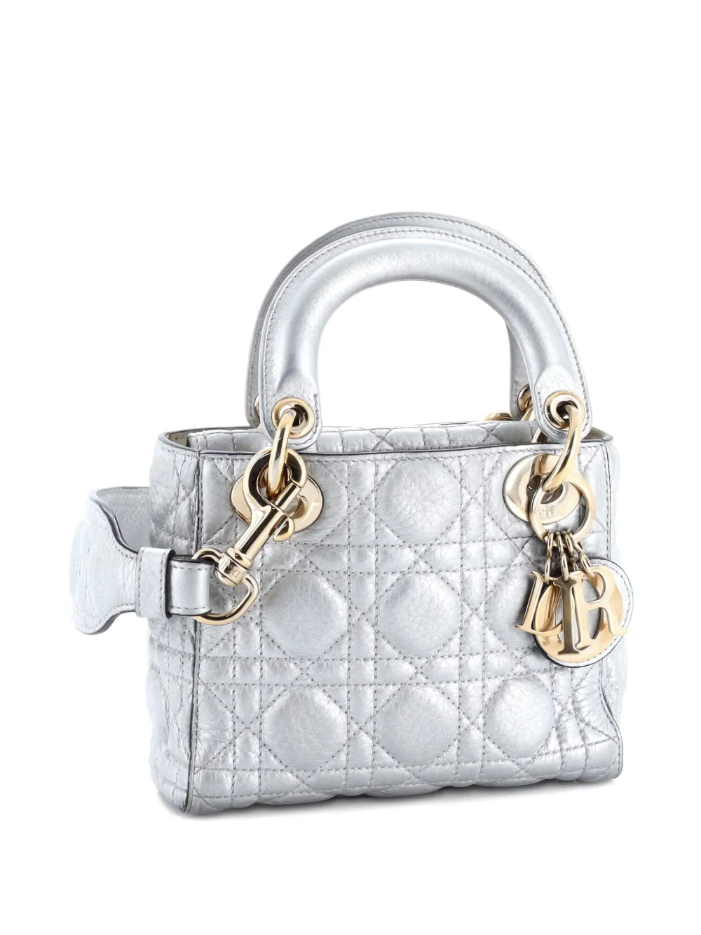 Pre-owned Dior Supple Lady  Bag Cannage Quilt Calfskin Mini Satchel In Green