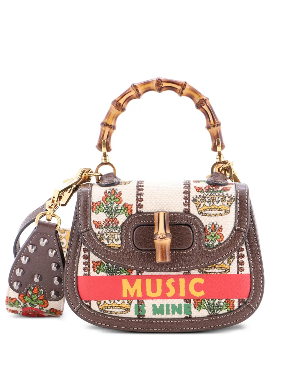 Gucci Pre-Owned Bamboo 1947 Top Handle Bag Limited Edition 100 Centennial Printed Canvas Mini shoulder bag - Marrone