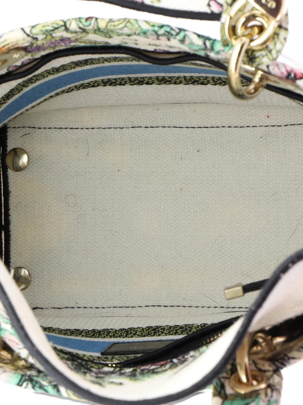 Pre-owned Dior Lady D-lite Bag Embroidered Canvas Medium Satchel In Multi