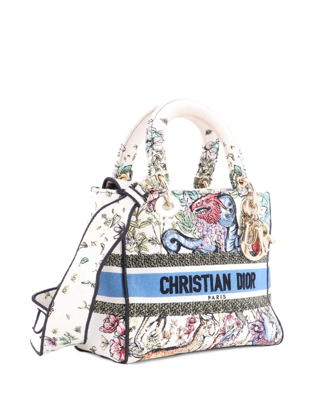 Christian Dior Pre-Owned Lady D-Lite Bag Embroidered Canvas Medium satchel - Multicolore