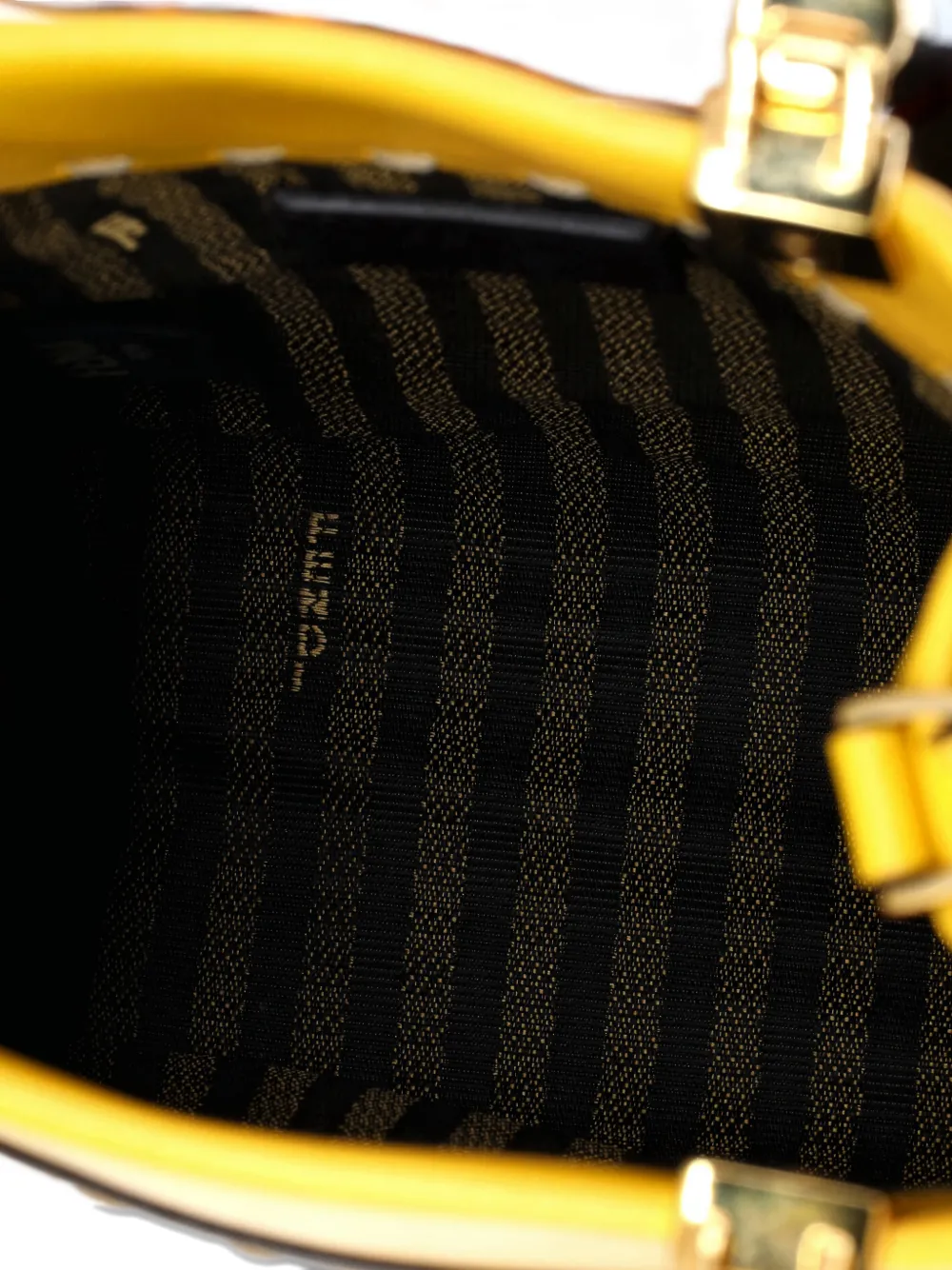 Pre-owned Fendi Sunshine Shopper Tote Leather Mini Crossbody Bag In Yellow