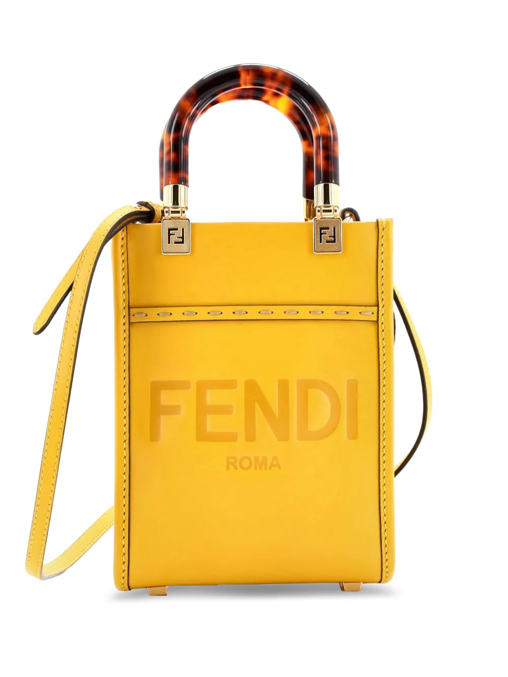 Fendi Pre-Owned Sunshine Shopper Tote Leather Mini crossbody bag - Giallo