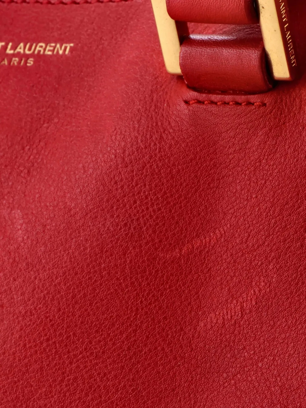Pre-owned Saint Laurent Classic Y Cabas Leather Small Satchel In Red