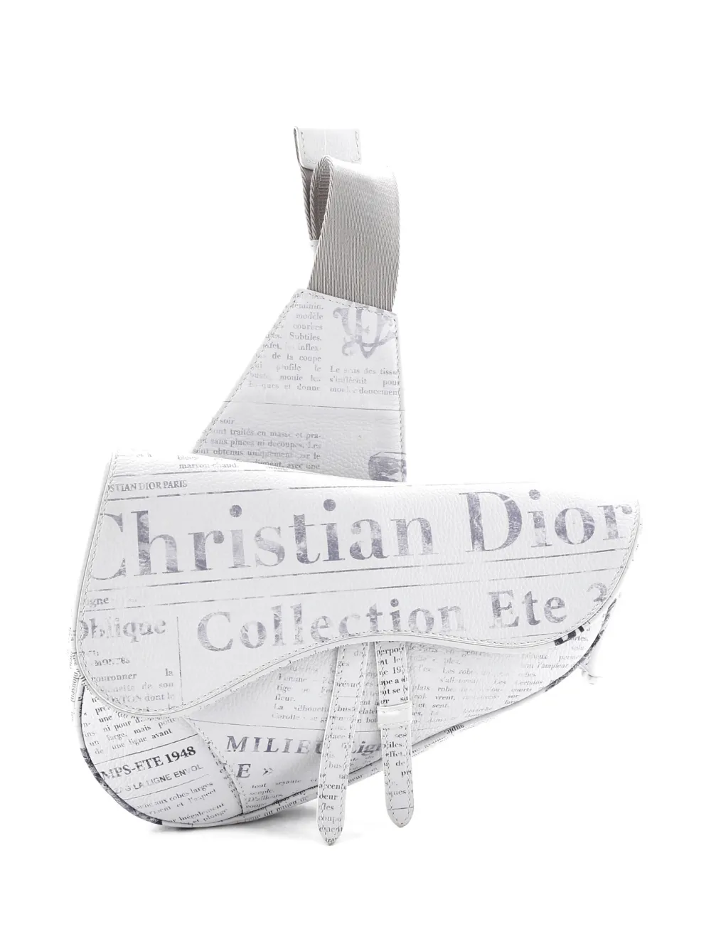 Christian Dior Pre-Owned Daniel Arsham Saddle Printed Leather crossbody bag - Bianco