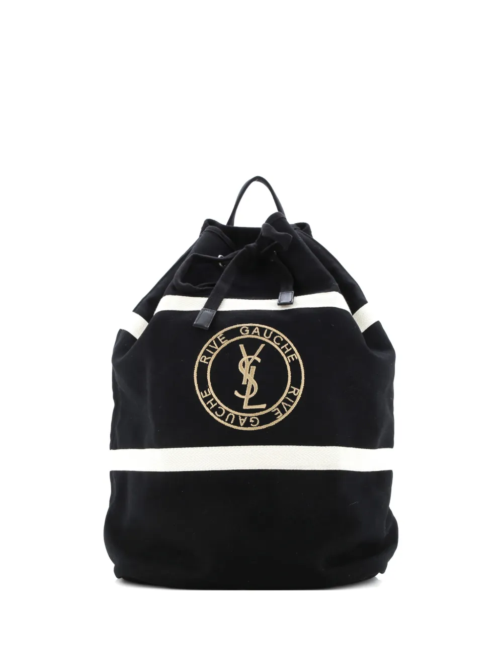 Saint Laurent Pre-Owned Rive Gauche Drawstring Sling Bag Embroidered Canvas backpack | negro | Image 1
