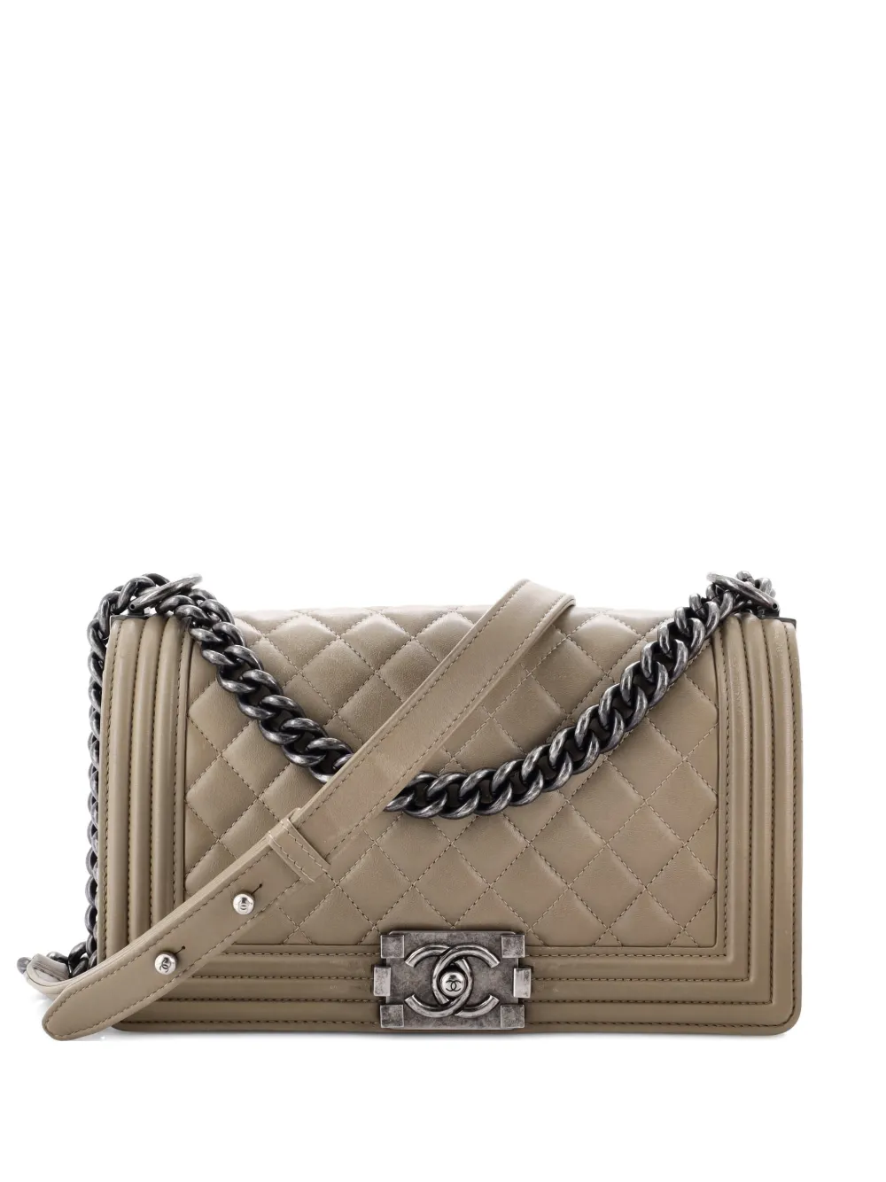 CHANEL Pre-Owned Boy Flap Bag Quilted Lambskin Old Medium shoulder bag - Grigio