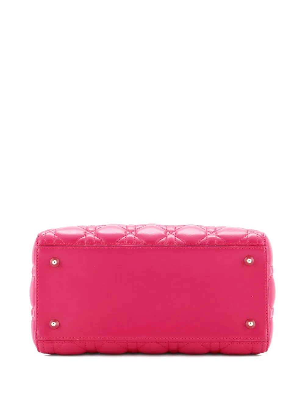 Pre-owned Dior Lady  Bag Cannage Quilt Lambskin Medium Satchel In Pink