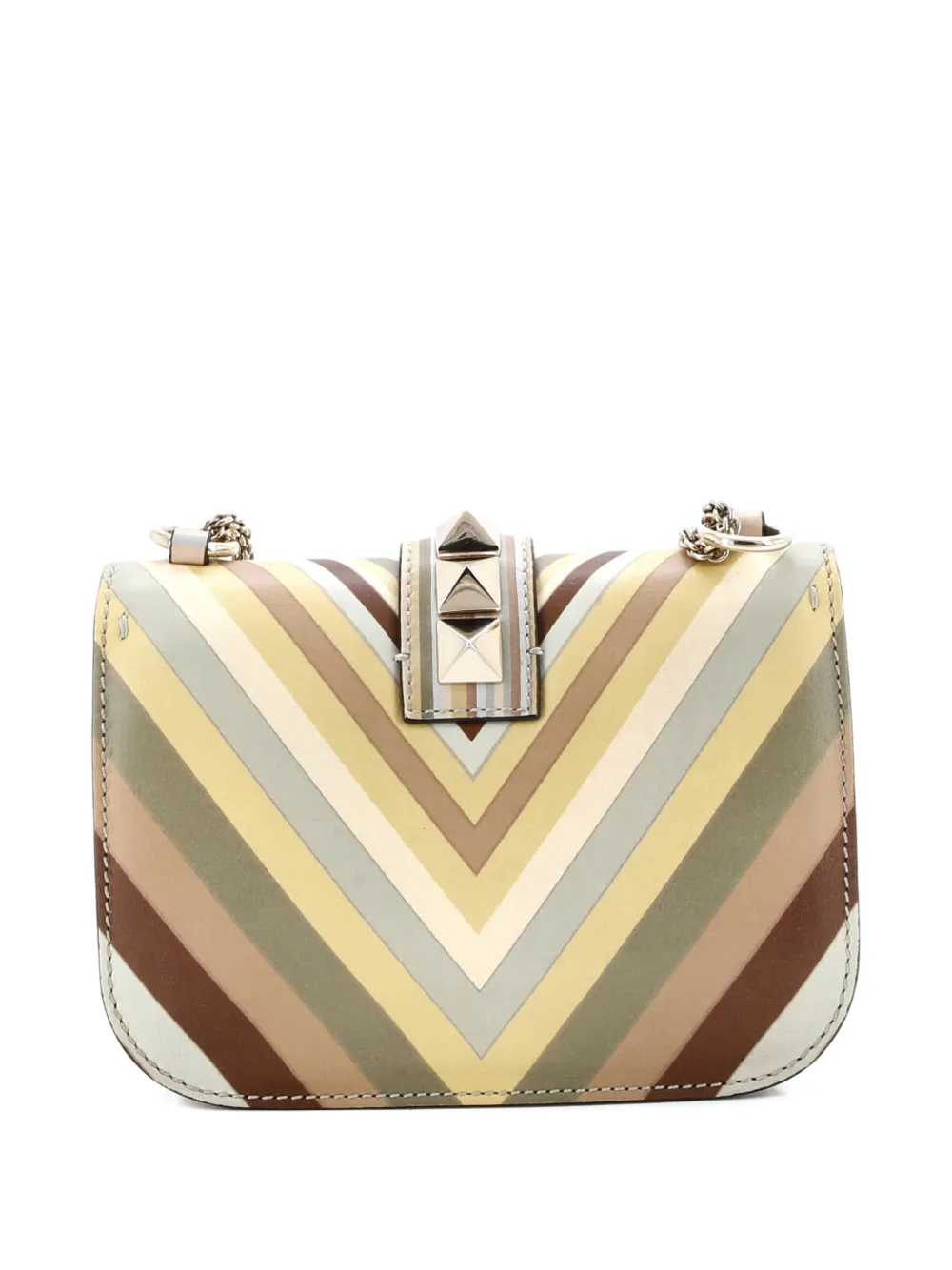 Valentino Garavani Pre-Owned 1975 Glam Lock Shoulder Bag Striped Leather Small crossbody bag - Multicolore