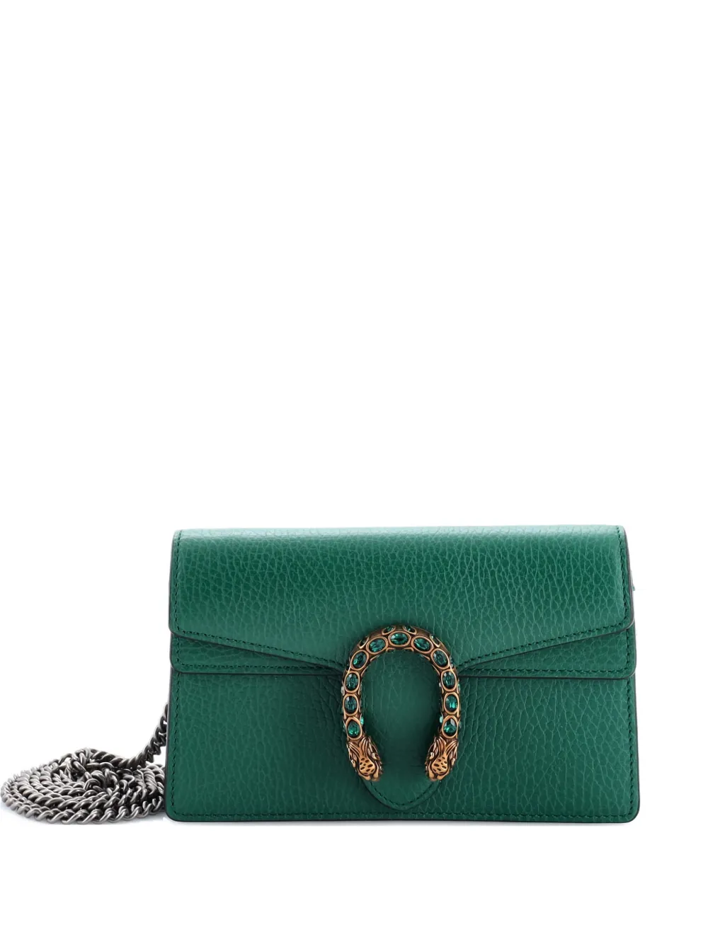 Pre-owned Gucci Dionysus Bag Leather Super Mini Clutch Bag In Green