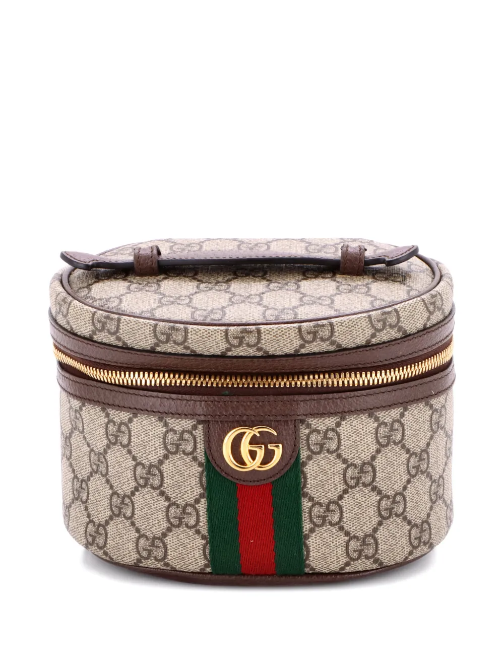 Gucci Pre-Owned Ophidia Top Handle Cosmetic Case GG Coated Canvas Mini pouch | Brown | Image 1
