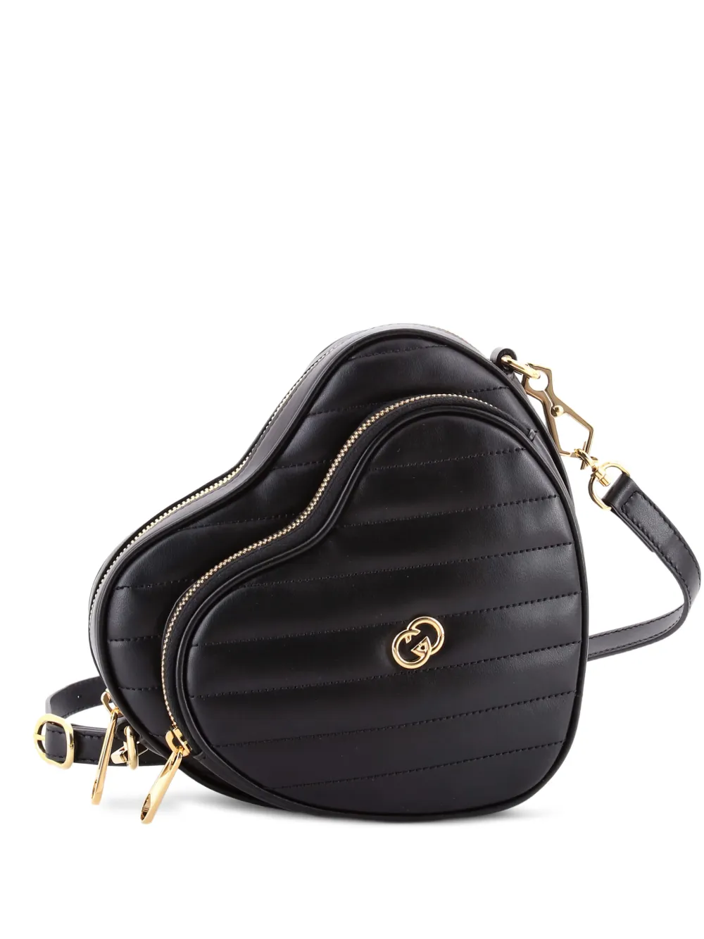 Gucci Pre-Owned Interlocking G Heart Diagonal Quilted Leather Mini shoulder bag - Nero