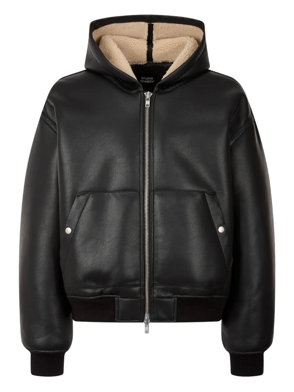 STUDIO TOMBOY chaqueta de piel artificial con capucha | negro | Image 1