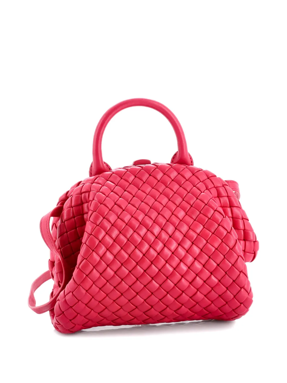 Pre-owned Bottega Veneta Padded Handle Tote Intrecciato Nappa Mini Satchel In Pink