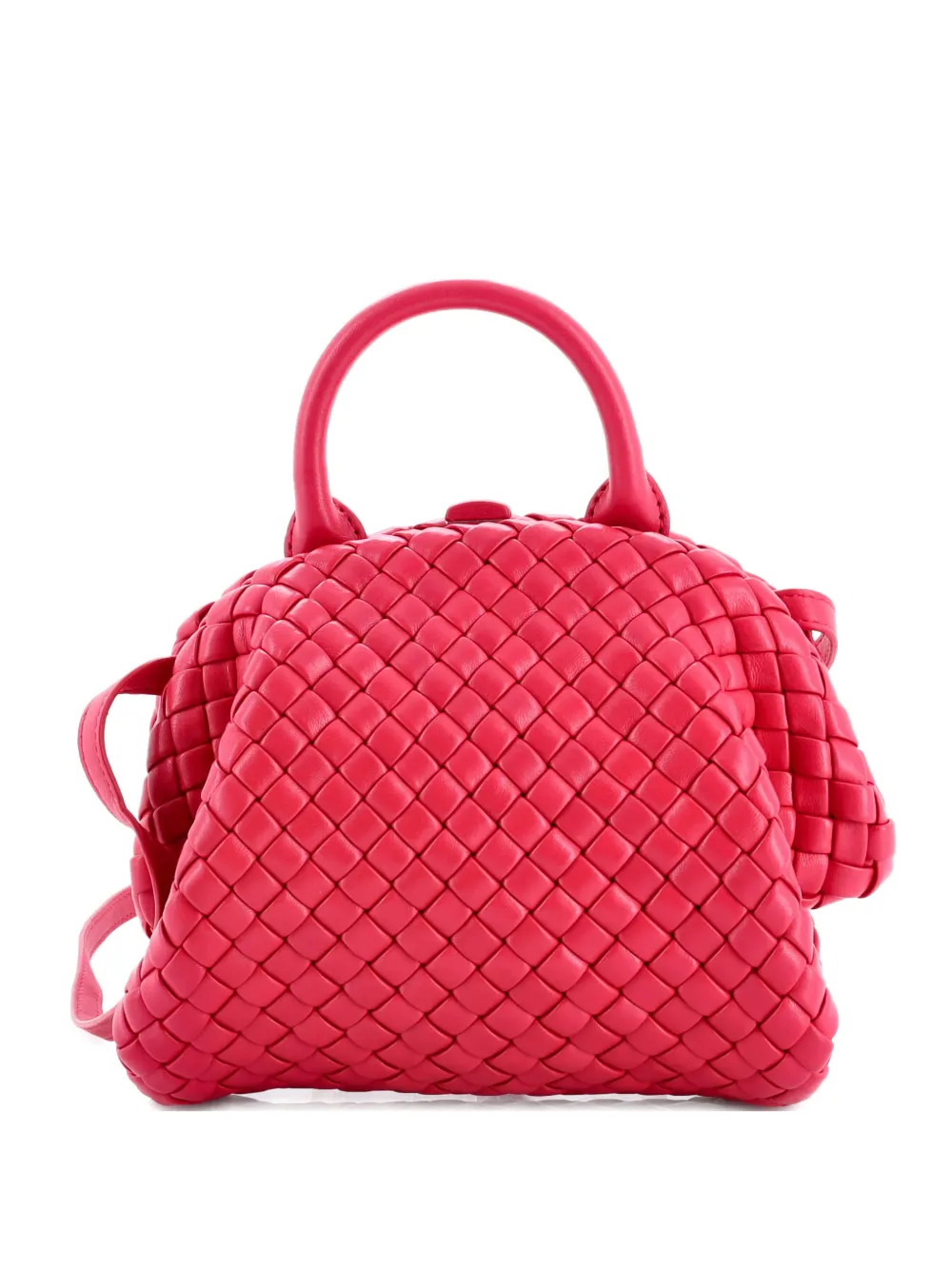 Pre-owned Bottega Veneta Padded Handle Tote Intrecciato Nappa Mini Satchel In Pink