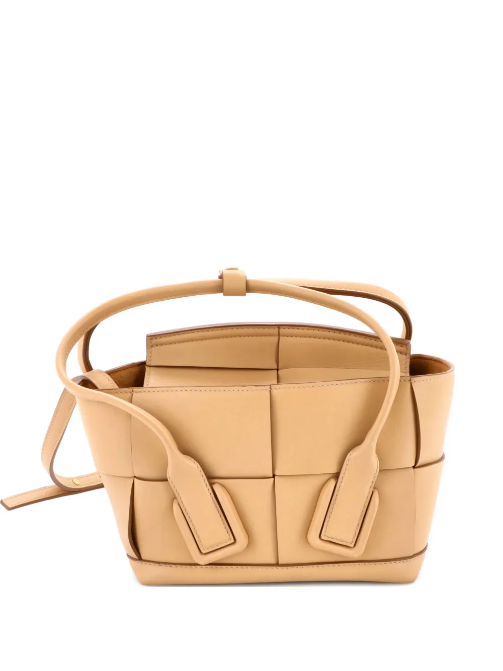 Pre-owned Bottega Veneta Arco Bag Maxi Intrecciato Leather Mini Shoulder Bag In Neutral