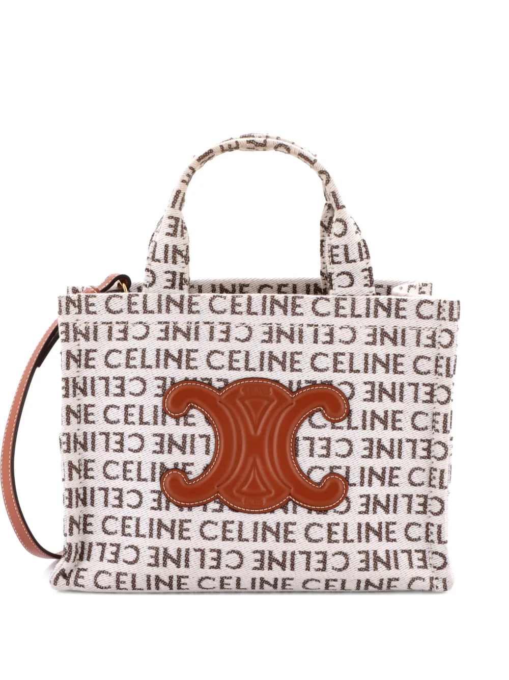 Celine Pre-Owned Cabas Thais Triomphe Printed Canvas Small tote bag | Brown | Image 1
