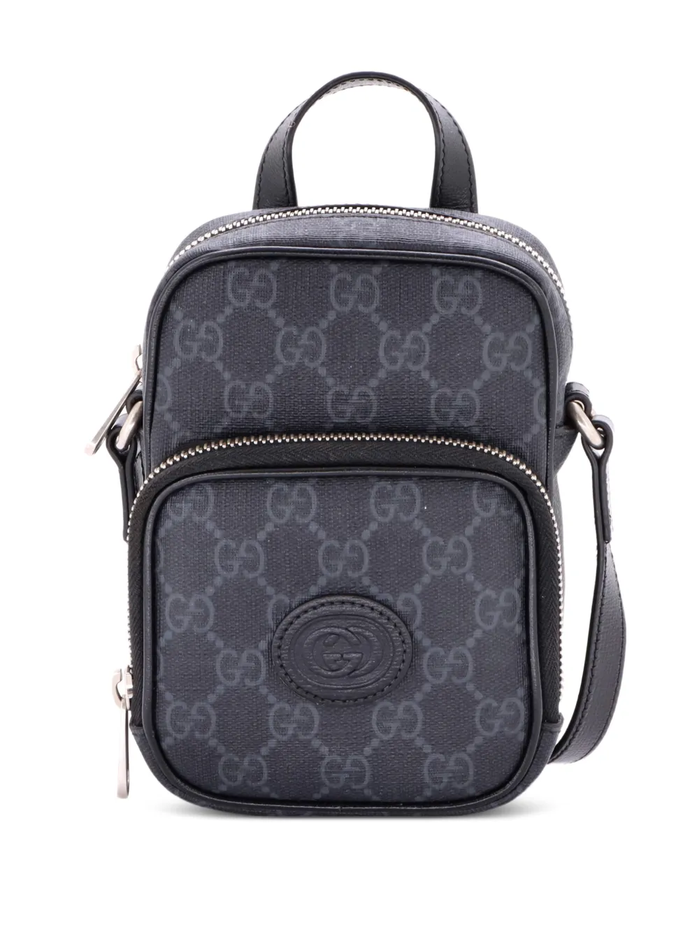 Gucci Pre-Owned Interlocking G Patch Top Handle GG Coated Canvas Mini crossbody bag - Nero