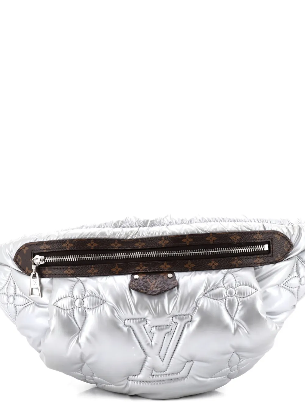 Pre-owned Louis Vuitton Pillow Bumbag Monogram Quilted Econyl Nylon Maxi Belt Bag In Silver