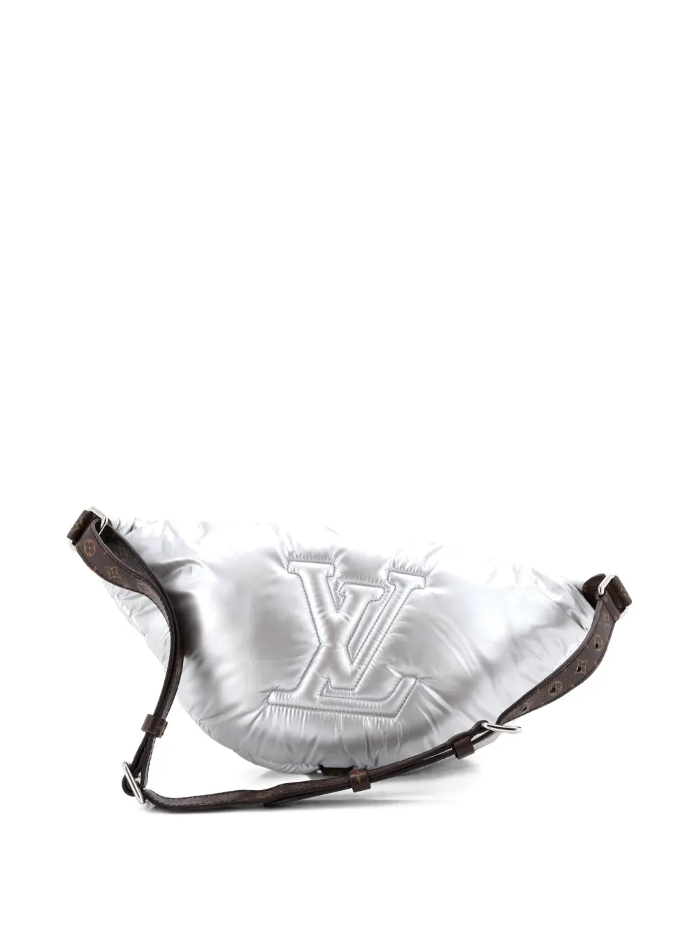 Pre-owned Louis Vuitton Pillow Bumbag Monogram Quilted Econyl Nylon Maxi Belt Bag In Silver