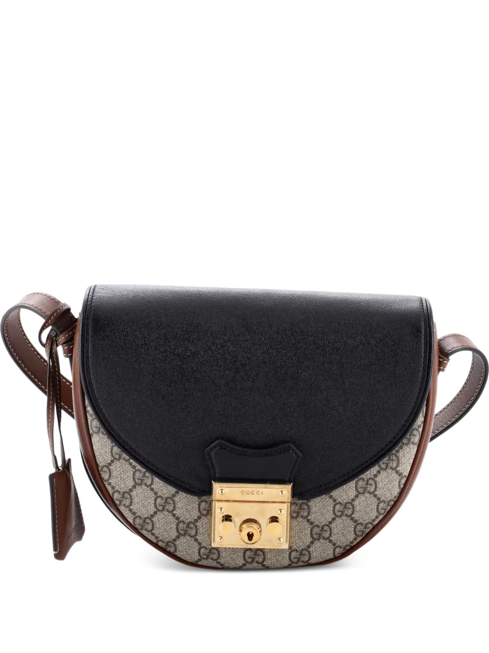 Gucci Pre-Owned Padlock Saddle Shoulder Bag GG Coated Canvas and Leather Small crossbody bag - Marrone