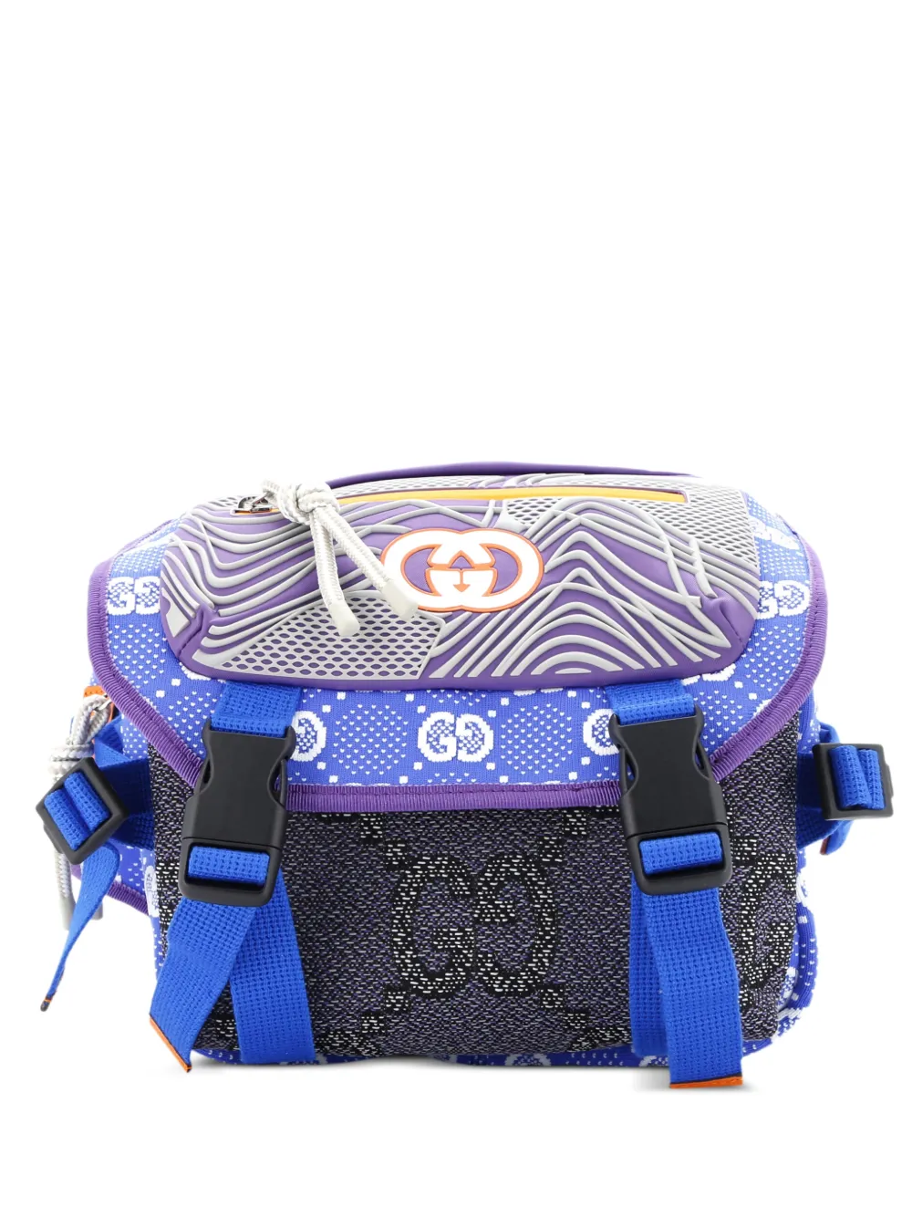 Gucci Pre-Owned Buckle Flap Chest Strap GG Fabric with Rubber backpack | Purple | Image 1