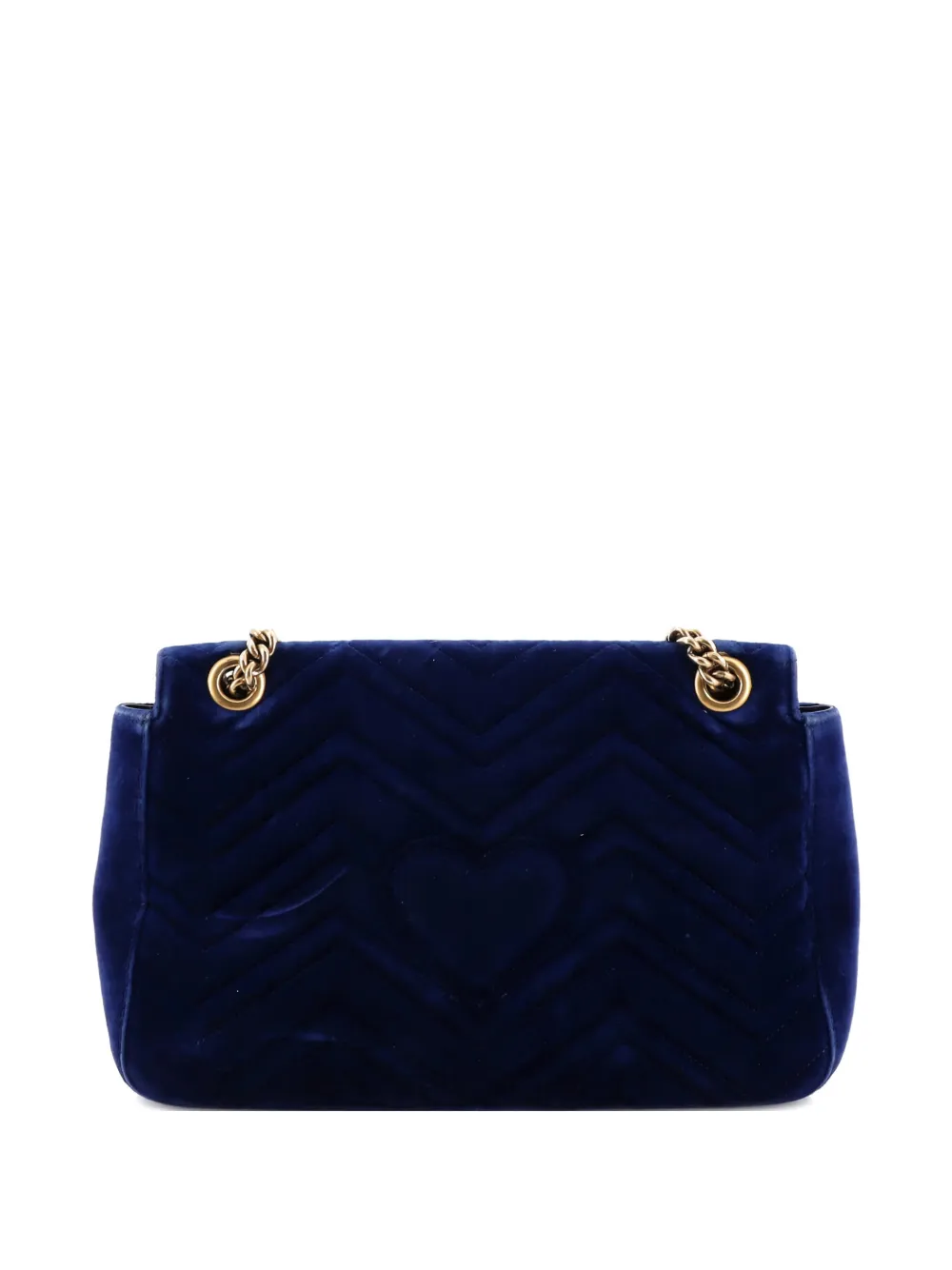 Pre-owned Gucci Gg Marmont Flap Bag Embroidered Matelasse Velvet Medium Shoulder Bag In Blue